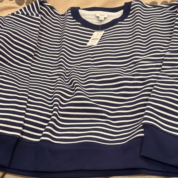 J. Crew Antique Navy/White Striped Crewneck Pullover Sweatshirt/NWT/XL - Picture 4 of 12